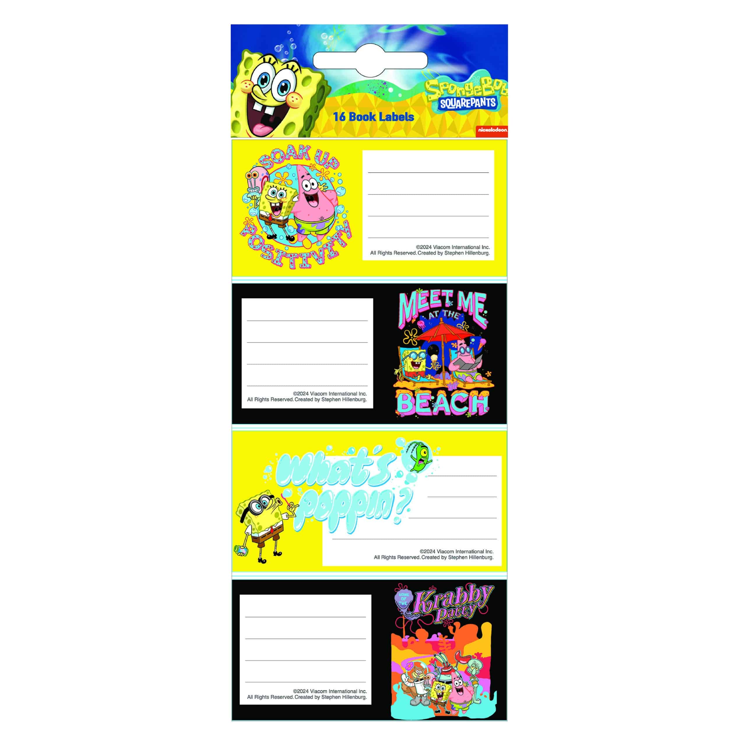 SPONGE BOB WAVE BOOK LABELS 16`S