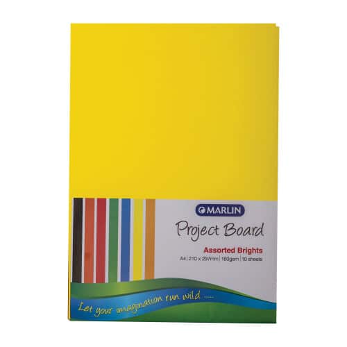 MAR PROJETCT BOARD A4 BRIGHT ASSTD COLOURS 10PK 07G