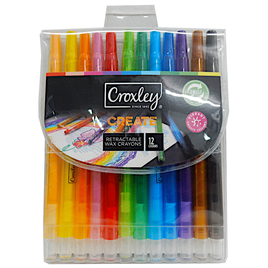 CROXLEY CREATE RETRACTABLE WAX CRAYONS 12PK