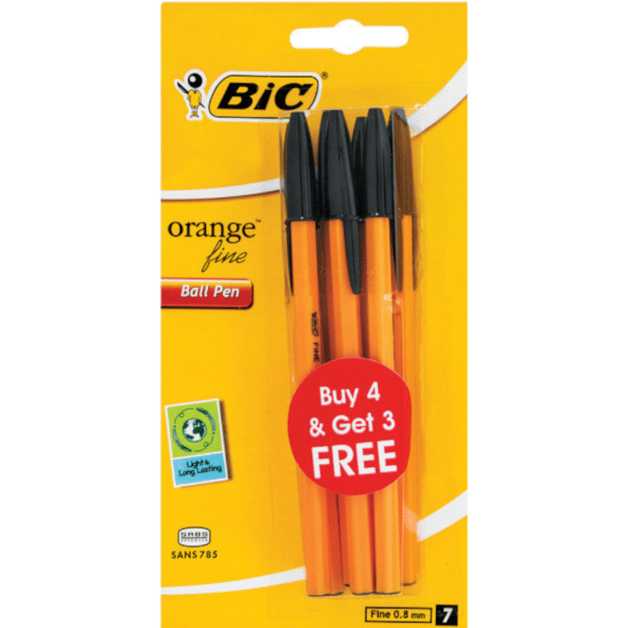 BIC ORANGE FINE BLACK PENS BLISTER