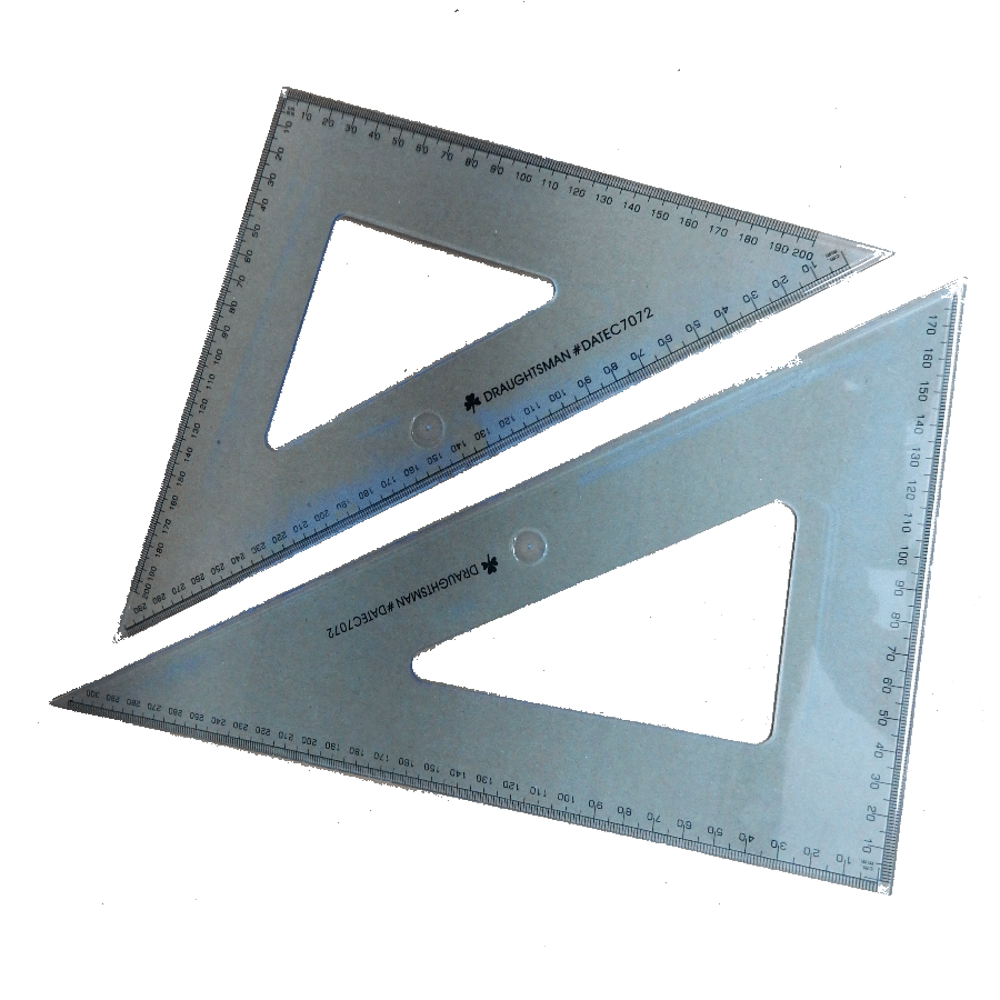 TECHNICAL DRAWING SET SQUARE SET 45DEG AND 60DEG 24CM DATEC