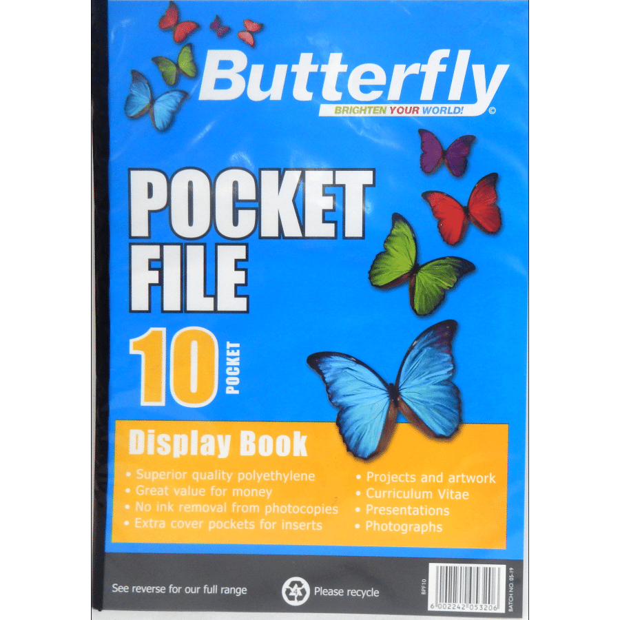 POCKET FILE BUTTERFLY A4 10PG