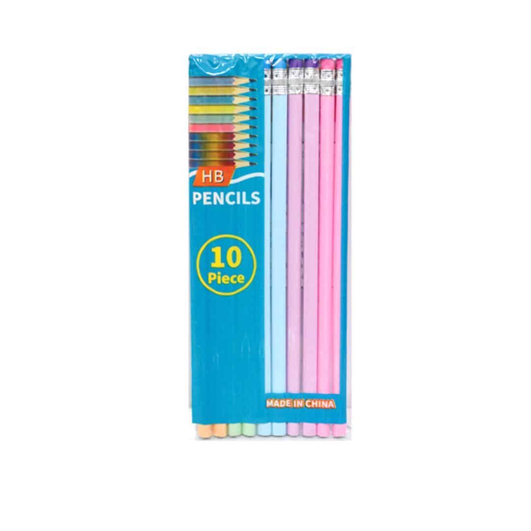 PENCIL SET WOODEN LIGHT COLOURS10PK