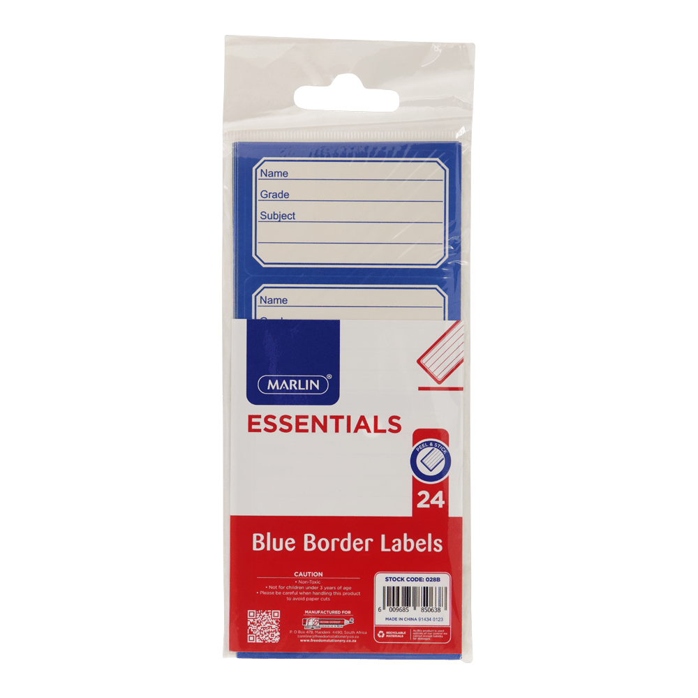 MARLIN BLUE BORDER SCHOOL LABELS 24S