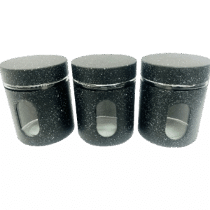 CANISTER SET WITH WINDOW BLACK 3PCS