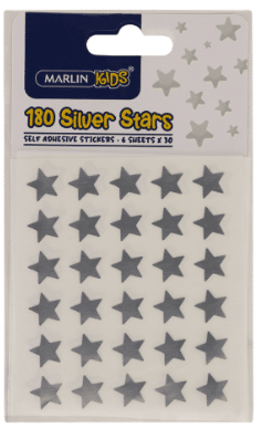 MARLIN SELF-ADHESIVE LABELS - 180 SILVER STARS