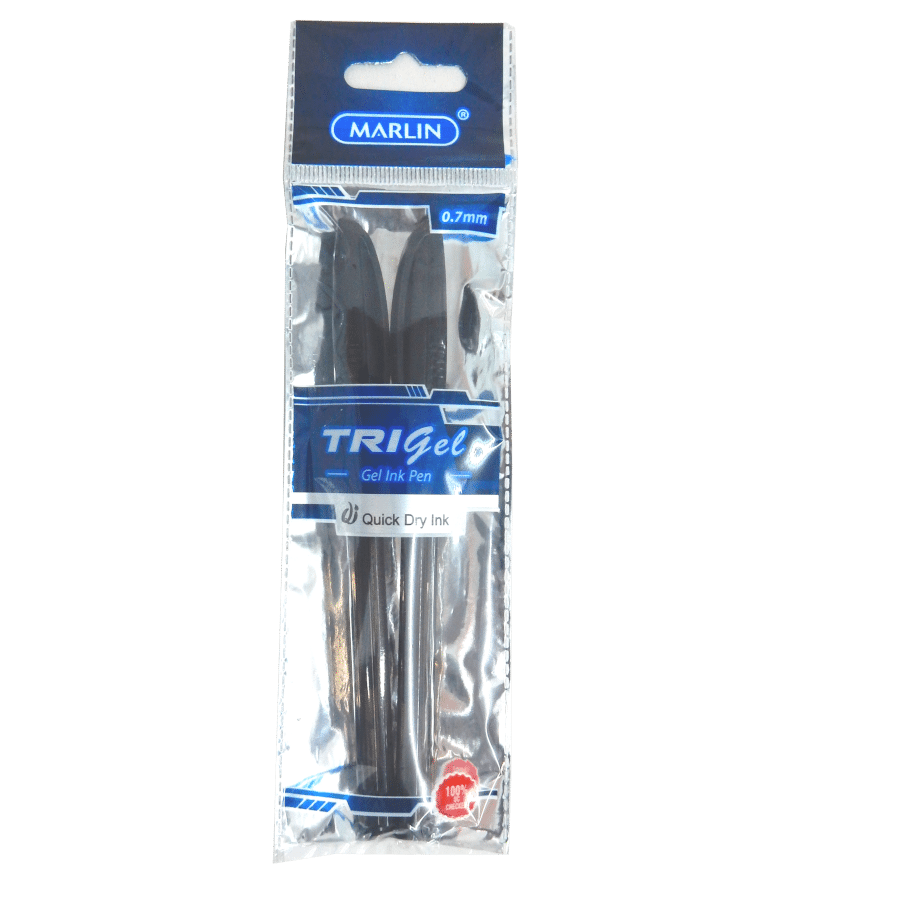 MARLIN AQUA GLIDE GEL PEN BLACK 2PK