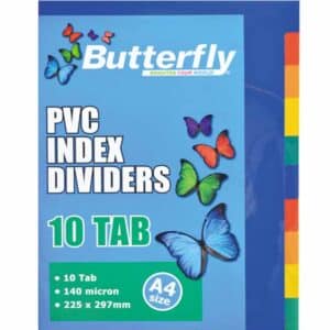 BUTTERFLY PVC DIVIDERS 140 MIC 10 TAB