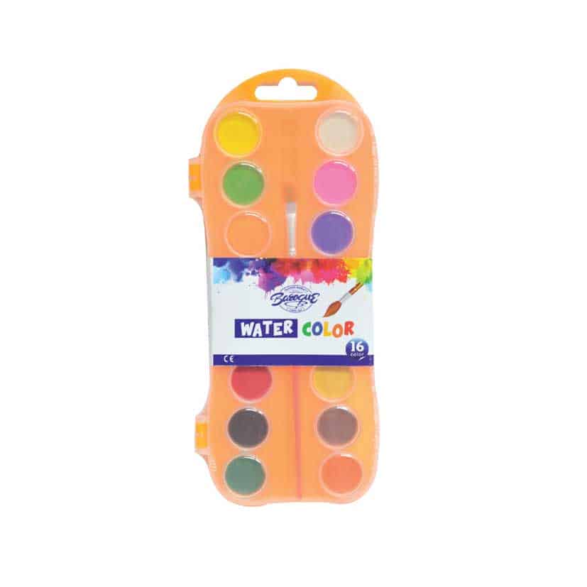 PAINT SOLID WATER COLOR AND BRUSH SET 16 COLORS