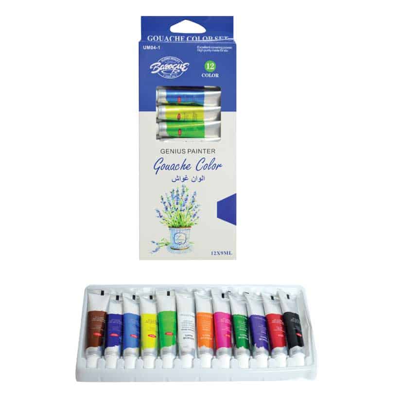 PAINT TEMPERA COLOR 12COLORS AND BRUSH 6ML