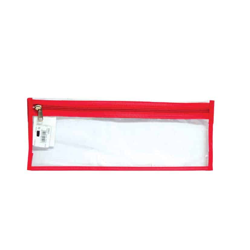 4KIDS CLEAR PENCIL BAG RED 33CM