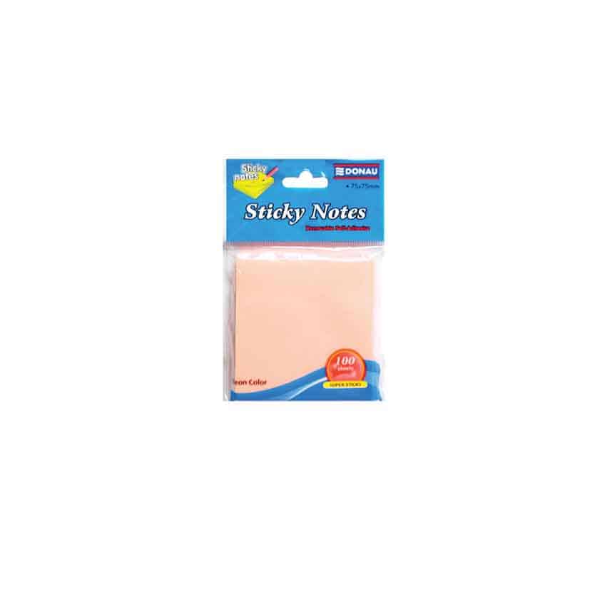 DONUA STICKY NOTE PAD NEON PEACH 100SHEETS