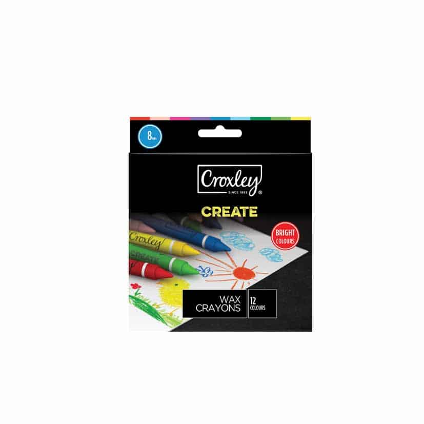 CROXLEY CREATE WAX CRAYONS 8MM 12PK