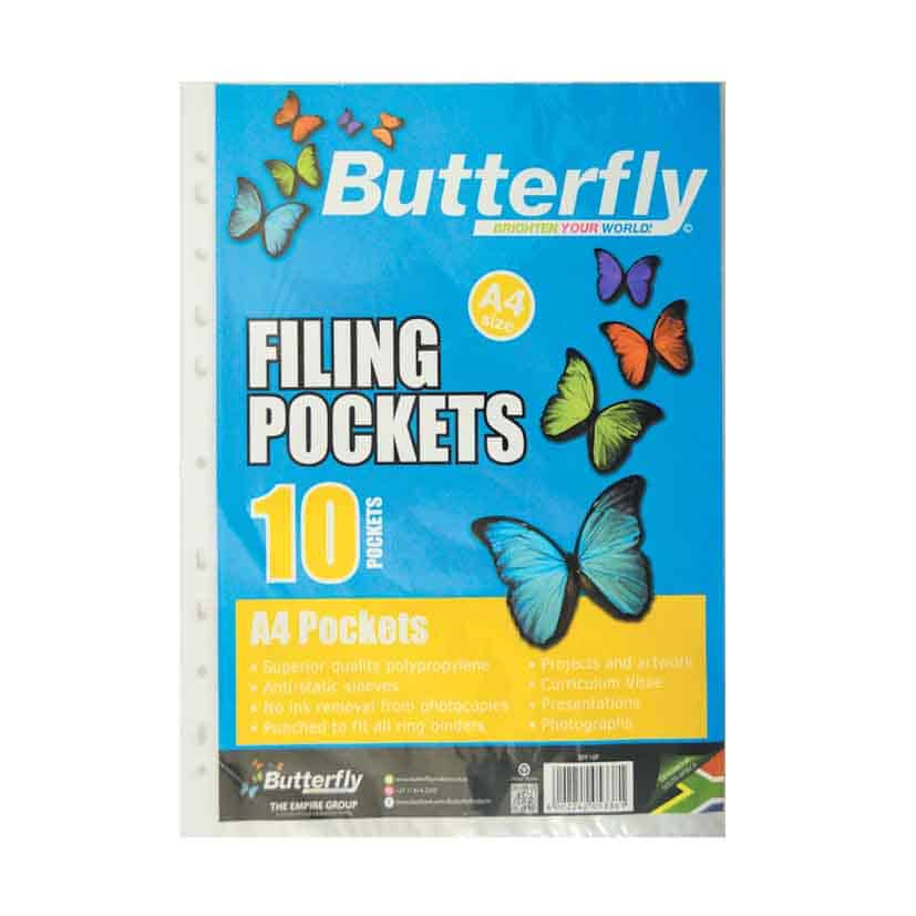 BUTTERFLY FILING POCKETS A4 10S