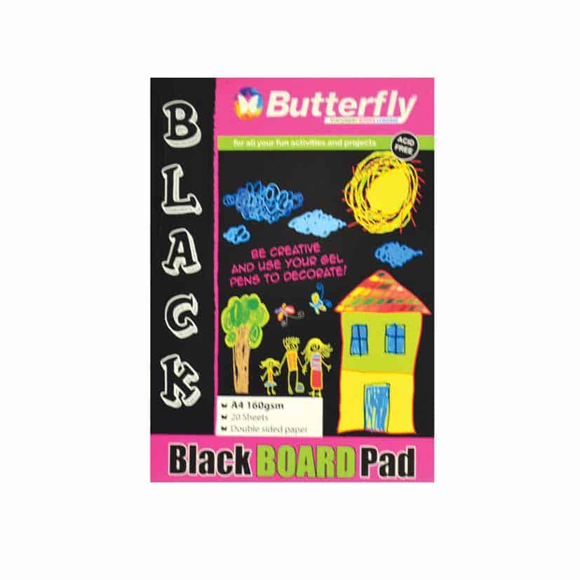 BUTTERFLY A4 BOARD PADS BLK 20SHEETS