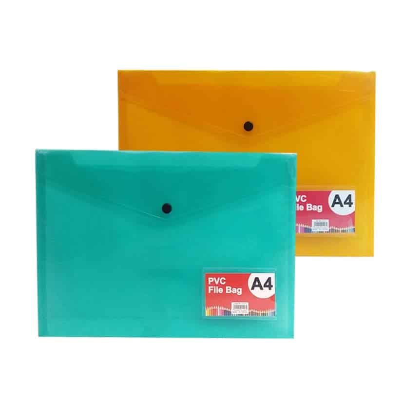 FILE BAG A4 ASSTD PLAIN COLOURS 23CM X 33CM