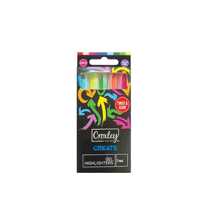 CROXLEY GEL HIGHLIGHTER SET 5 COLOURS