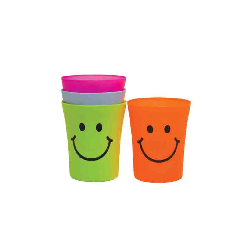 PLASTIC SMILEY CUP SINGLE ASST COLOURS