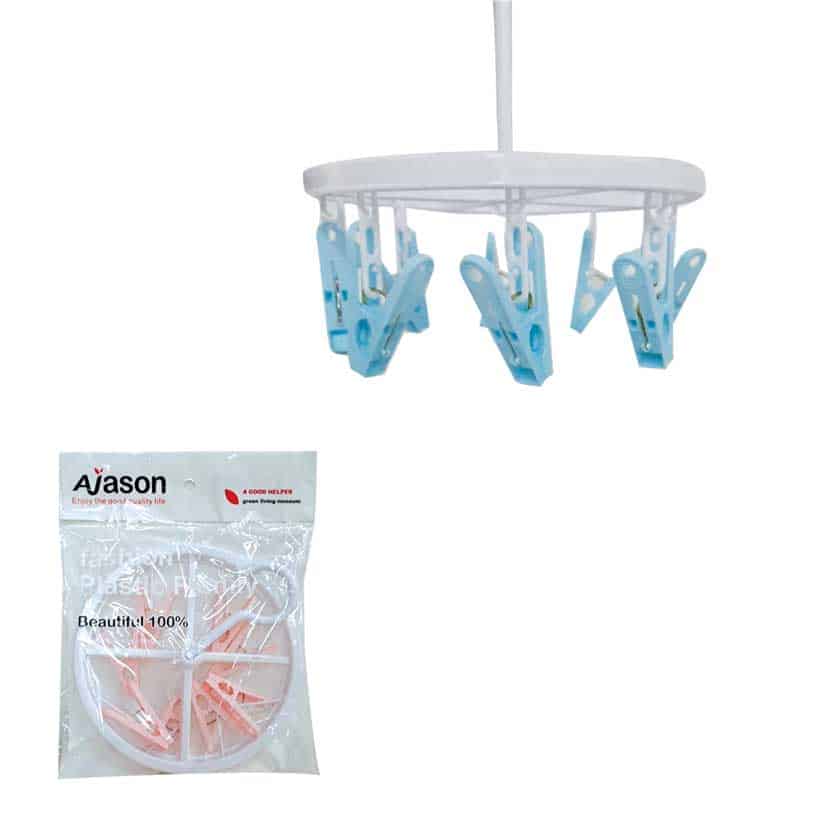 LAUNDRY HANGER PINK/BLUE COLOURS 17CM X 17CM 8PEGS