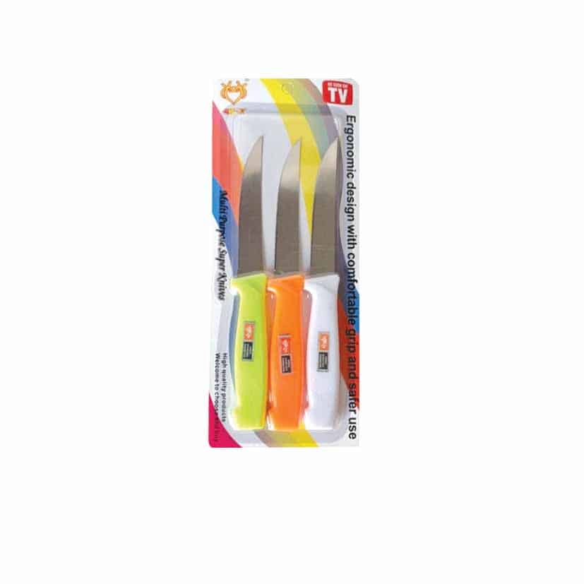 KNIFE 3PK COLOUR HANDLE