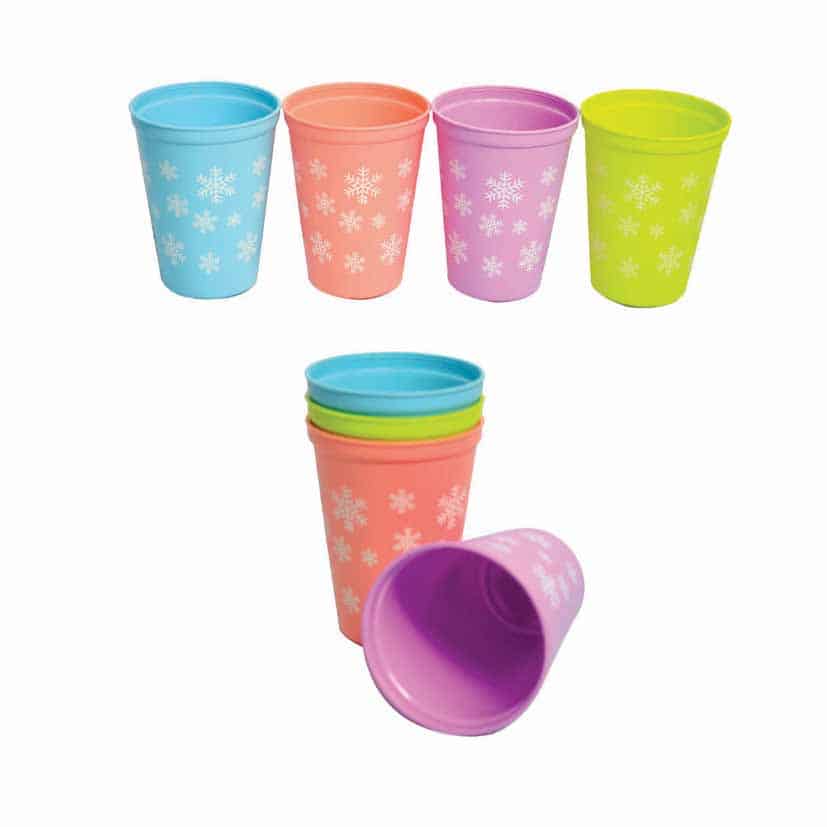 CUP PLASTIC WITH SNOW PRINT 8.5CM X 5.6CM X 11CM