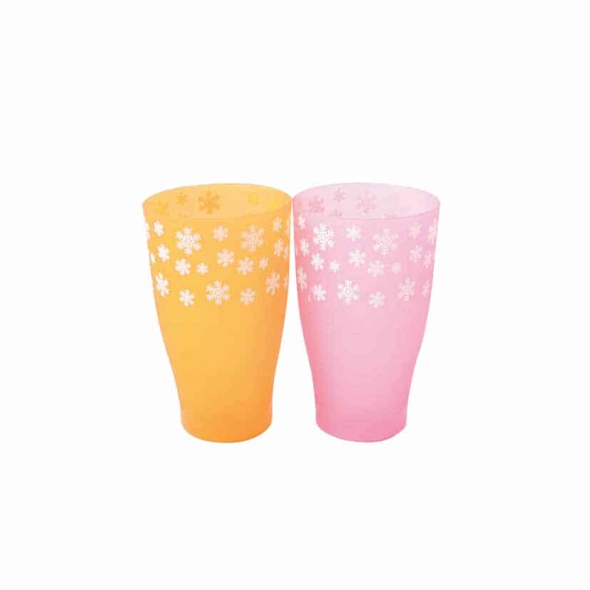 CUP PLASTIC WITH SNOW PRINT 7.3X5X12.5CM