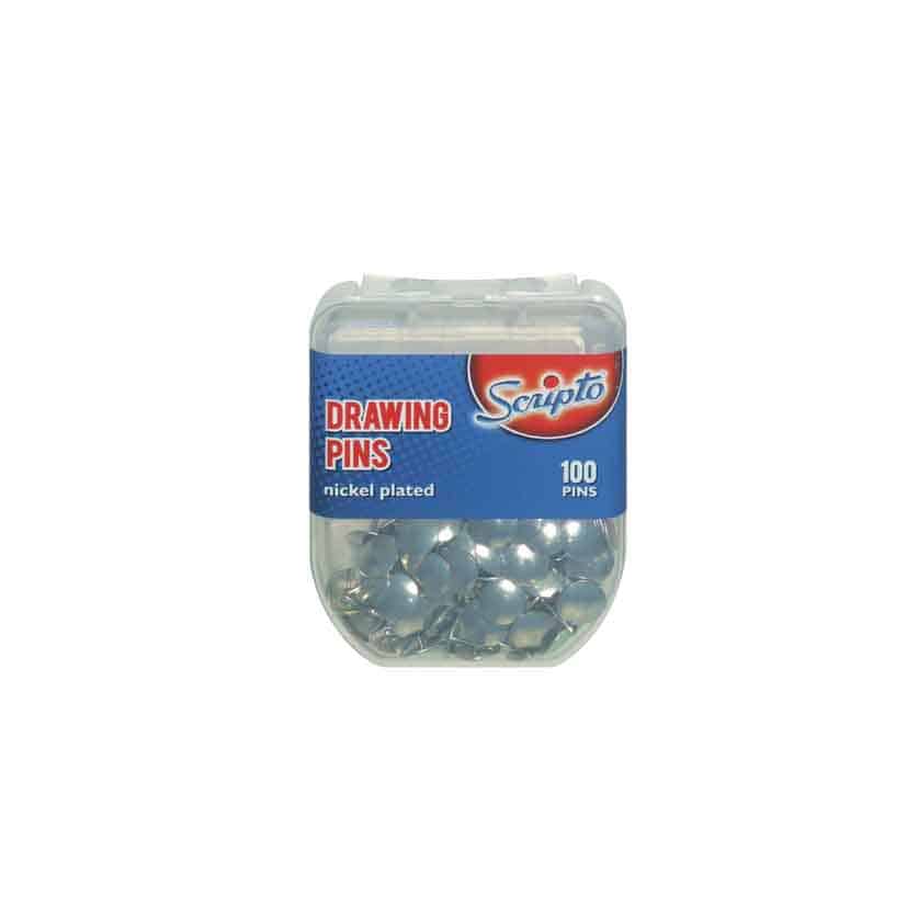 SCRIPTO DRAWING PINS NICKEL 100S