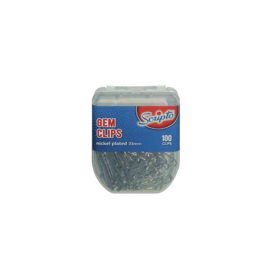 SCRIPTO GEM CLIPS NICKEL 33MM 100S