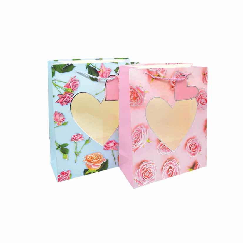 GIFT BAG MED 26 X 32 X 10 HEART DESIGN