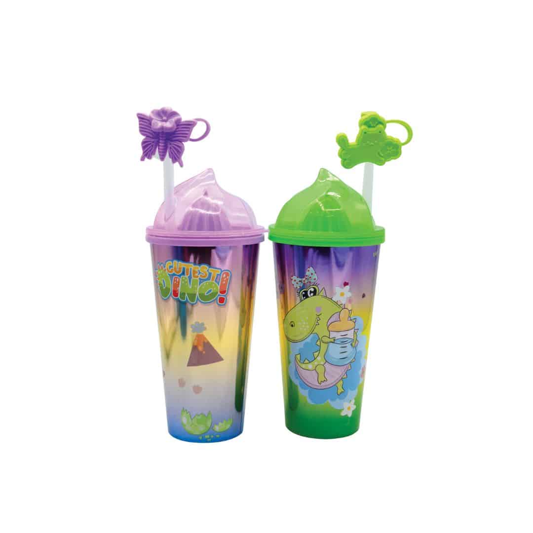 DRINKING CUPS WITH STRAWS 600ML