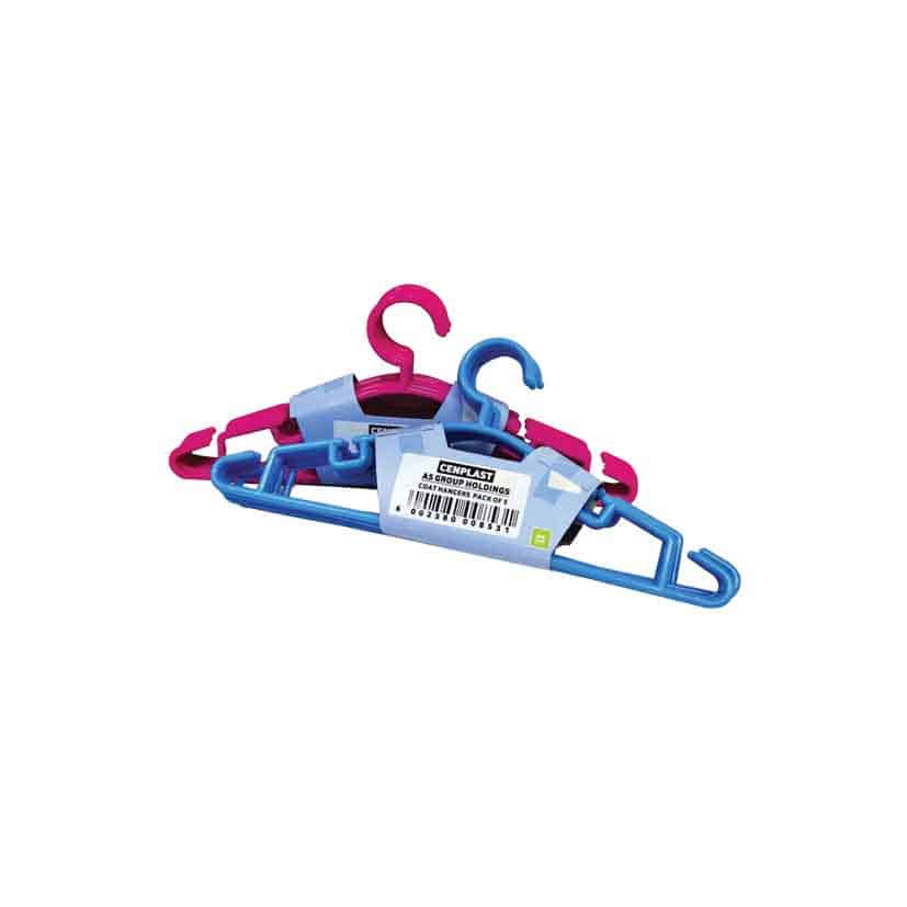 HANGER PLASTIC 5PK AST COLOURS