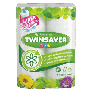 TWINSAVER KITCHEN ROLLER TOWEL 4PK